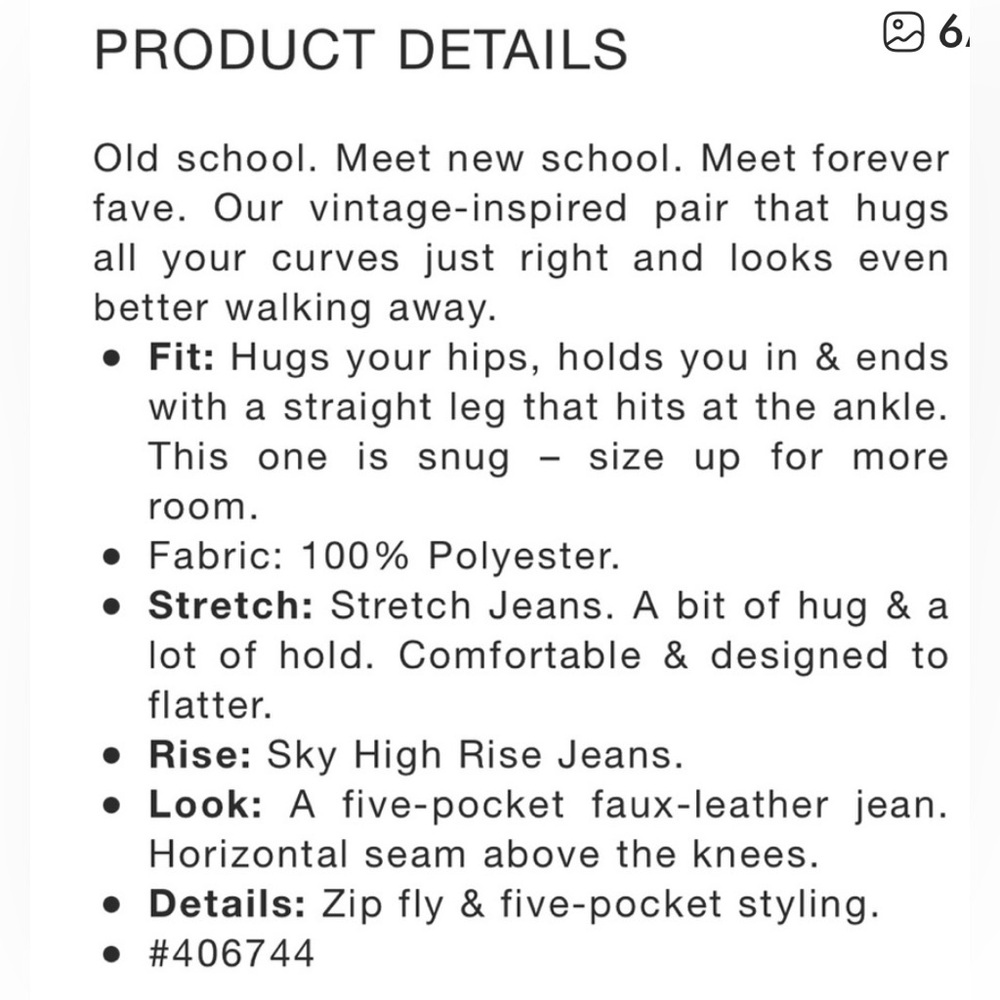 Women's GAP Cheeky Straight Sky High Faux-Leather Jeans Size 31/12L - Picture 7 of 7